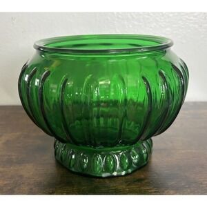 Vintage INARCO Emerald Green Glass Round Planter‎ Vase USA #5443